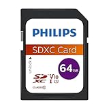 Philips Ultra Speed SDXC Card 64 GB UHS-I U1, Lesegeschwindigkeit bis zu 80 MB/s, V10, Speicherkarte...