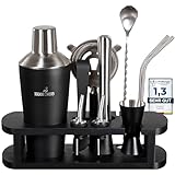 BARMINGO® Edelstahl Cocktail Set 11tlg. – 700 ml Cocktail Shaker Set mit Ständer und Bar...