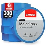 GAUDER Malerkrepp (24 mm x 50 m) | 6x Kreppband für Malerarbeiten und Renovierungen | Abklebeband...