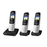 Panasonic KX-TGH723GS Schnurlostelefon mit Anrufbeantworter 3er Set (DECT Telefon, strahlungsarm,...