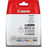 Canon PGI-580 CLI-581 BK C M Y PGBK Vorteilspack 5 Tintenpatronen (Schwarz, Cyan, Magenta, Gelb...