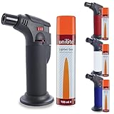 UNILITE Feuerzeug MIT Gas – Sturmfeuerzeug Gas Brenner mit Jet Flamme – nachfüllbar – 100 ml...