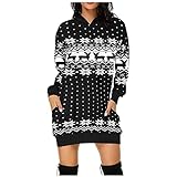 MKIU9 Sweatshirts für Damen Weihnachtskleid Freizeitkleid Weihnachten Print Pulloverkleid Midi...