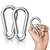 4pcs Karabinerhaken Edelstahl 8 x 80mm, LISOPO Groß Karabiner mit Schnappverschluss belastbar...