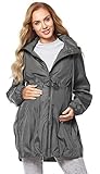 Be Mammy Damen Parka Übergangsjacke Herbstjacke Umstandsjacke BE20-213 (Grau, 42)