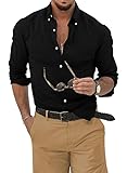 JMIERR Leinenhemd Herren Fall Hemden Langarm Casual Freizeithemd Regular Fit Baumwolle Button Down...