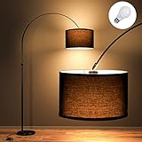 Modlicht Bogenlampe Wohnzimmer Stehlampe JASMIN I Inklusive LED E27 I Schwarzer Stoffschirm 33 cm I...