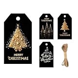 Set Mit 48 Dekorativen Geschenketiketten Für Weihnachten Einschließlich Natürlicher Bindfäden...