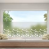 dktie Fensterfolie Blickdicht Sichtschutzfolie Fenster Milchglasfolie Blumenmuster Statische...