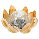 Uonlytech Solarbetriebene LED Lotusblüten Hofleuchte Gelb Wetterfeste Garten Rasenlampe mit...