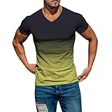 YIMAIWLX kurze Ärmel Herren-Gradient T-shirt Kurzärmel Casual Style V-Ausschnitt T-shirts Slim Fit...