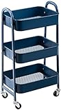 DOEWORKS Rollwagen Metall Aufbewahrungswagen Küchenwagen 3-Etagen, Servierwagen Organizer Wagen mit...