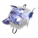 Parliky Halbes Gesicht Wolfskopfmaske 3D Wolf Maske Halloween Wolfsmaske Realistische Tierkopfmaske...