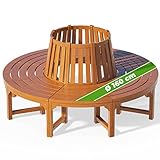 Casaria® Baumbank Wetterfest Holz FSC®-Zertifiziert 320kg Belastbarkeit Rückenlehne 360°...