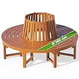 Casaria® Baumbank Wetterfest Holz FSC®-zertifiziert 320kg Belastbarkeit Rückenlehne 360°...