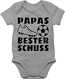 Baby Body Junge Mädchen - Geschenk zum Vatertag - Papas Bester Treffer mit Fussball - schwarz - 3/6...