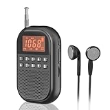 UMUTOO Taschen Radio AM FM, Aufladbares Tragbares Radio mit Bluetooth Verbindung, Mini-Radio mit...