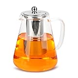 Glas Teekanne 1,3 Liter, MXTIMWAN hitzebeständige Teebereiter, klarer Teekanne aus mit...