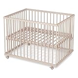 Sämann Laufstall Baby 75x100 cm mit Lattenrost | stufenlos höhenverstellbar | Laufgitter Premium |...