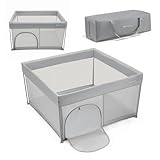 Kinderkraft ZIKI Laufgitter, faltbar in Sekunden, Reise-Laufstall mit Tragetasche, weiche...