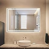 Depuley Badspiegel mit Beleuchtung 90x70cm, Wandspiegel mit Touchschalter, Beschlagfrei, IP44...