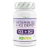 Vitamin D3 20.000 I.E + Vitamin K2 200 mcg Menaquinon MK7 Depot - 180 Tabletten - 99,7+% All-Trans...