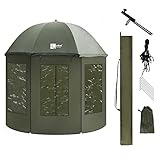 Zite Fishing Schirmzelt Anglerzelt Wasserabweisend & Geschlossen [250cm + Schirmstütze] Karpfen...