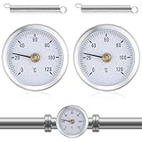 Anlegethermometer Heizungsrohr 2 Stück Mit Aufsteckfeder 63 mm Heißes Wasser Rohr Thermometer...