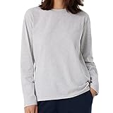 Schiesser Damen Mix + Relax Schlafshirt Langarm Pyjamaoberteil, Grau-meliert, 42