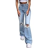 SKYWPOJU Damen Schlaghose Y2K Mode High Waist Bootcut Pant Weite Bein Boyfriend Stretch Skinny Jeans...