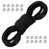 Gummiseil 10m, gummiseil 8mm Expanderseil mit 20 Clips, elastische Gummischnur & Gummiband schwarz,...