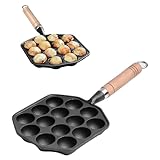 Tissting Takoyaki Pfanne Grillpfanne 14 Löcher 3,6cm Loch Antihaft Gusseisen Oktopus Pan mit...