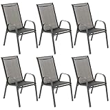 Nexos Trading 6er Set Gartenstuhl Camping Stapelstuhl Hochlehner Terrassenstuhl – Textilene Stahl...