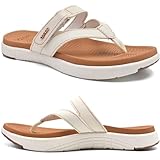 COFACE Flip Flops Damen Orthopädische Leder Stoff Leicht Zehentrenner Frauen Bequeme...