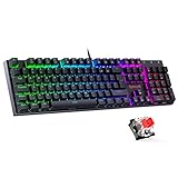 Redragon Mechanische Gaming Tastatur, QWERTZ Tastatur (Deutsches Layout) mit Rote Schalter für PC...