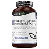 Multivitamin & Mineralstoffe - 365 hochdosierte Tabletten mit Bioaktiv-Formen und Premium-Rohstoffen...