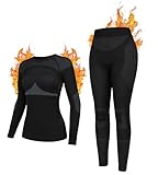 Attraco Thermounterwäsche Set Damen Funktionsunterwäsche Warm & Atmungsaktiv Funktionswäsche...