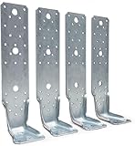 4 Massive Winkelverbinder mit Eckverstärkung, Sicherung, Verankerung, Befestigung Gartenhaus gegen...