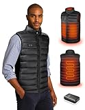 Loowoko Beheizbare weste herren mit 10000mAh Powerbank, Leichte Thermo-Heizweste, 3 Temperaturstufen...