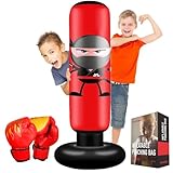 FOYOCER Boxsack Kinder mit Boxhandschuhen 160 cm Ninja Boxsack für Kinder von 3–12 Jahren mit...