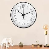 Diompirux 20cm Weiß Hohe Genauigkeit Wanduhr, Einfach zu Lesen, Wanduhr Ohne TickgeräUsche Lautlos...