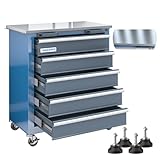 LARBANKE Werkzeugkiste mit 5 Schubladen, Werkzeugkasten mit Rollen und Fußpolster, Werkzeugschrank...
