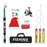 Weihnachtsset | Süß- und Salzwasser-Set | Set mit R-Rute, Rolle und Weihnachtsköder – für...