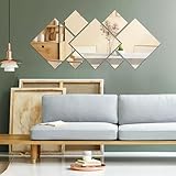 LAGAHS 7 Stück Wandspiegelfliesen, rhombische Spiegelaufkleber für Schlafzimmer, Zuhause,...