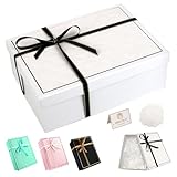 Geschenkbox mit Deckel, Geschenk box mit Schleife und Grußkarte, 25×18×8,8 cm Rechteck...