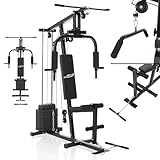 ArtSport Kraftstation ProfiGym 2000 mit Latzug- & Butterflystange, Seilzug & Beinstrecker - 9...