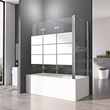 Duschwand für Badewanne mit Seitenwand 70 x 120 x 140 cm 3-teilig Silber Faltbar Gestreift...