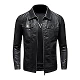 ZFBAOJT Herren Leder Jacken Motorrad Schwarz Biker Jacken Vintage Kunstleder Outwear Casual Leicht L