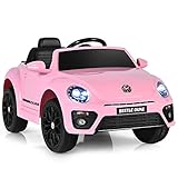 COSTWAY VW Beetle Elektroauto für Kinder, Kinderauto Elektro mit Musik und 2 Beleuchtungsmodi,...