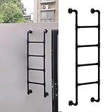 Rutschfeste Trittleiter, 100 cm - 300 cm, Wandmontage, schwarzes Metall, Eisen, Feuerleiter,...
